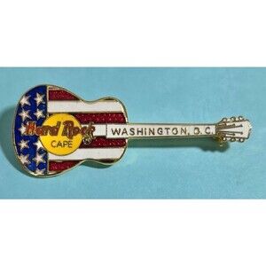 Hard Rock Cafe Washington DC Guitar Pin Stars Stripes Flag Design NIP